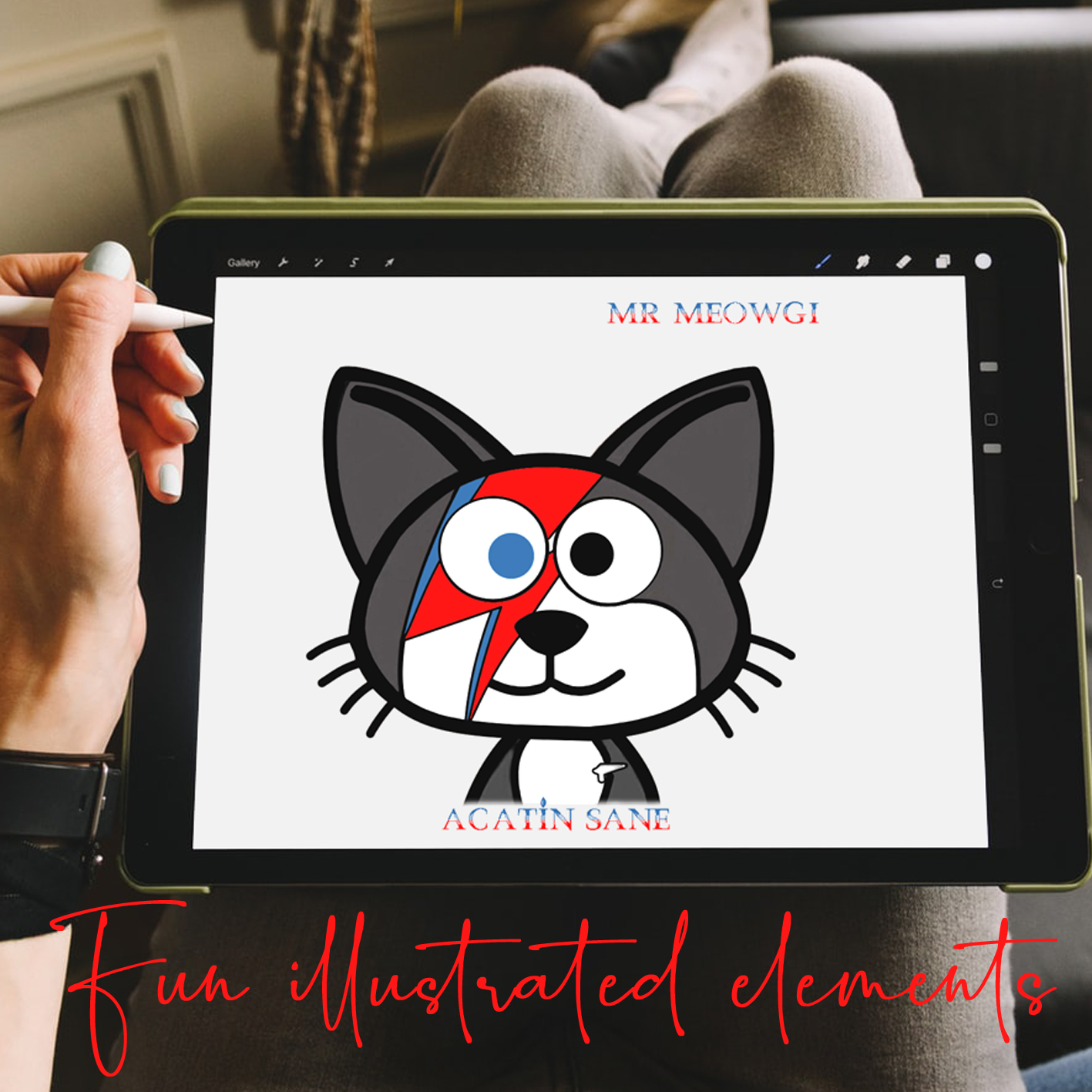fun-illustrated-elements-cat-graphic-on-ipad