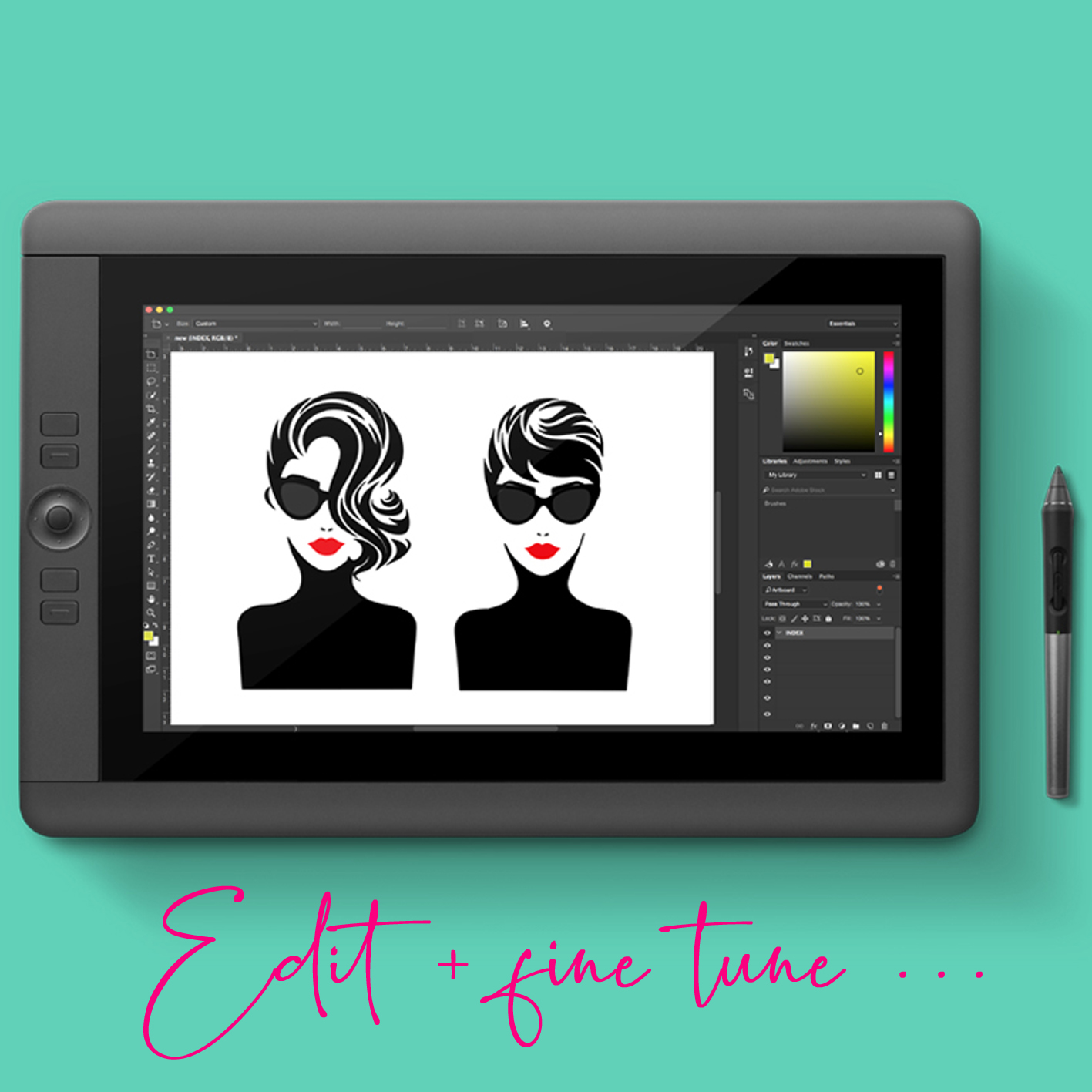 edit-+-fine-tune-coloured-women-graphic-on-tablet